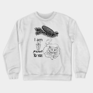 Christmas Present with Cat Funny Illustration Crewneck Sweatshirt